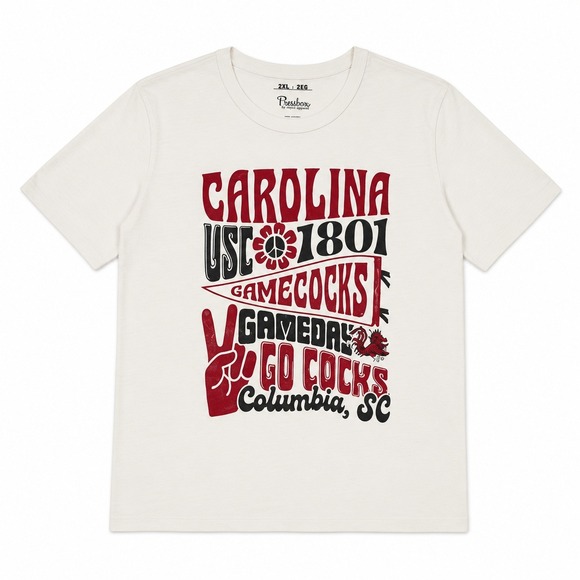Pressbox Tops - Pressbox South Carolina Gamecocks T-Shirt Womens Size 2XL White Graphic Slub Tee